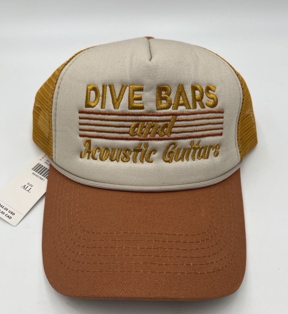 Anthropologie x Worn/West Dive Bars and Acoustic Guitars Embroidery Trucker hat